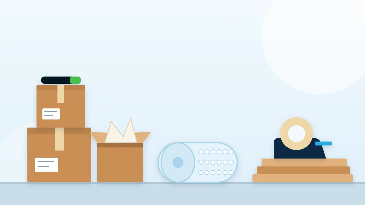 Illustration of moving boxes, packing paper, bubble wrap and tape used by packers and movers in Melbourne